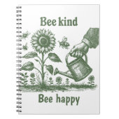Bee Kind Bee Happy  Sunflowe Woodcut Garden Notizblock (Vorderseite)