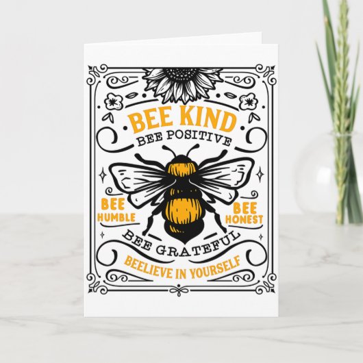Bee Kind Bee Positive T-Shirt Karte (Vorderseite)