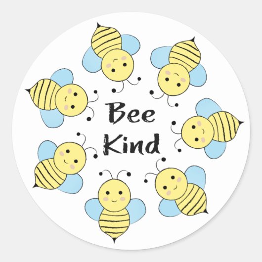 Bee Kind Bees Runder Aufkleber (Vorderseite)
