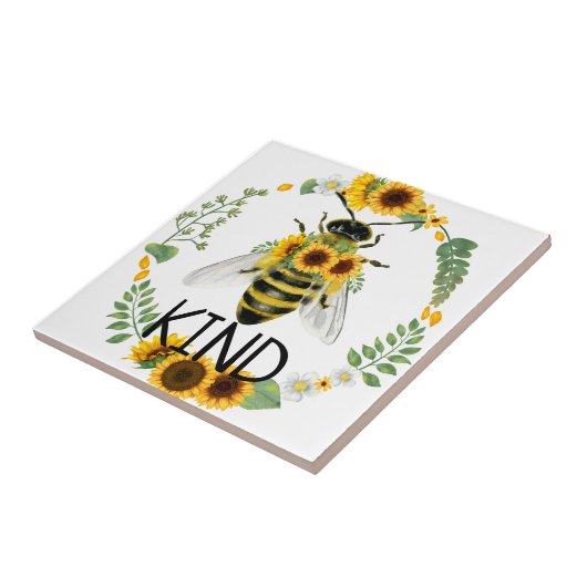 Bee Kind bemalte Sonnenblumen Kindness Keramik Til Fliese (Seite)