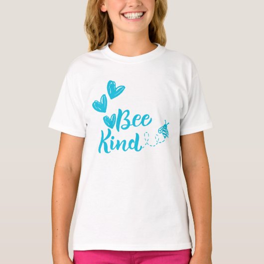 Bee Kind" Blue Hearts Tee (Vorderseite)
