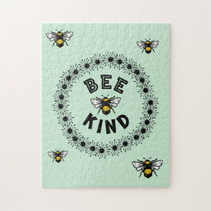 Bee Kind Bumble Bee Kindness Floral Design Puzzle