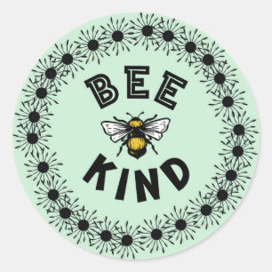 Bee Kind Bumble Bee Kindness Floral Design Runder Aufkleber