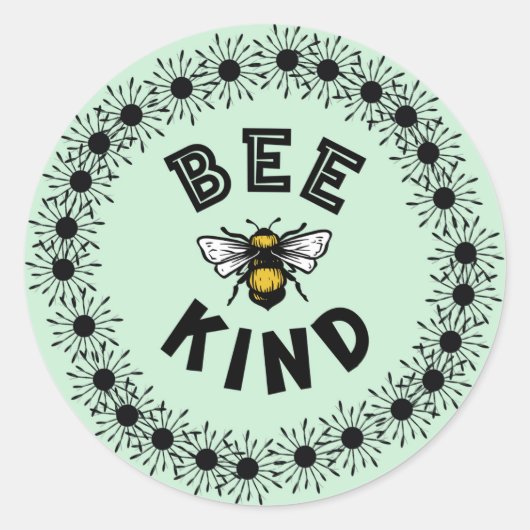 Bee Kind Bumble Bee Kindness Floral Design Runder Aufkleber (Vorderseite)