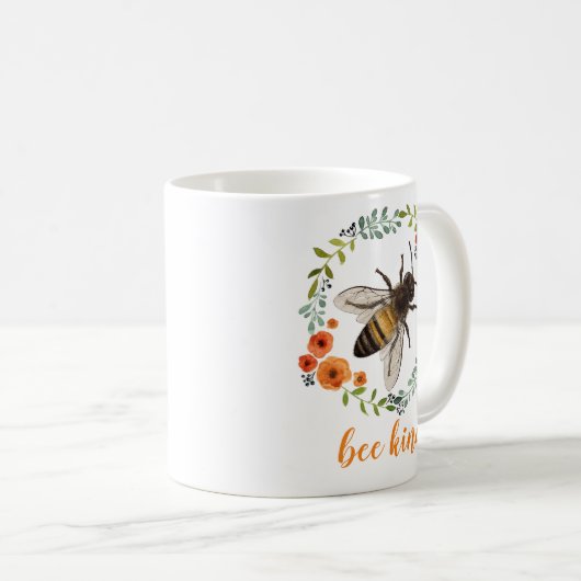 bee kind floral kaffeetasse (VorderseiteRechts)