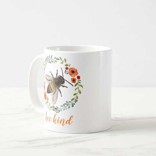 bee kind floral kaffeetasse (Vorderseite Links)