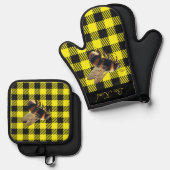 "Bee Kind" Gingham Ofenhandschuh & Topflappen-Set (Vorderseite/Rückseite)