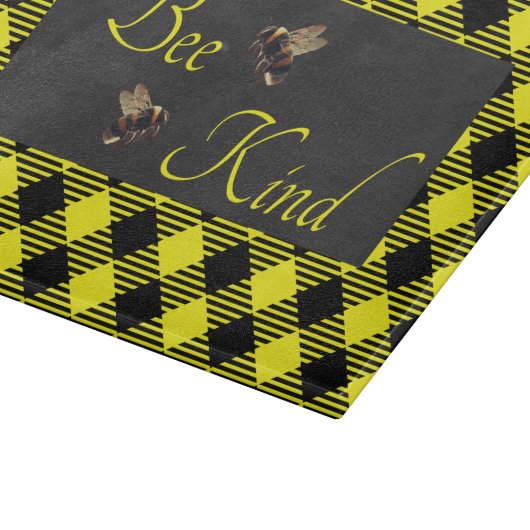 "Bee Kind" Gingham Schneidebrett (Ecke)