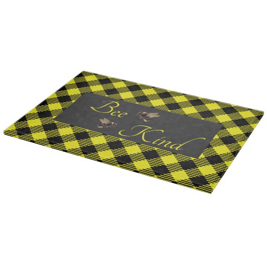 "Bee Kind" Gingham Schneidebrett (Ecke)