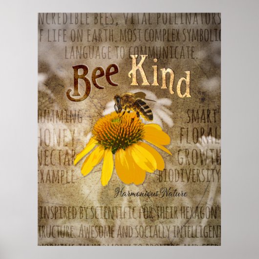 Bee Kind - Harmonic Nature Canvas Print Poster (Vorne)