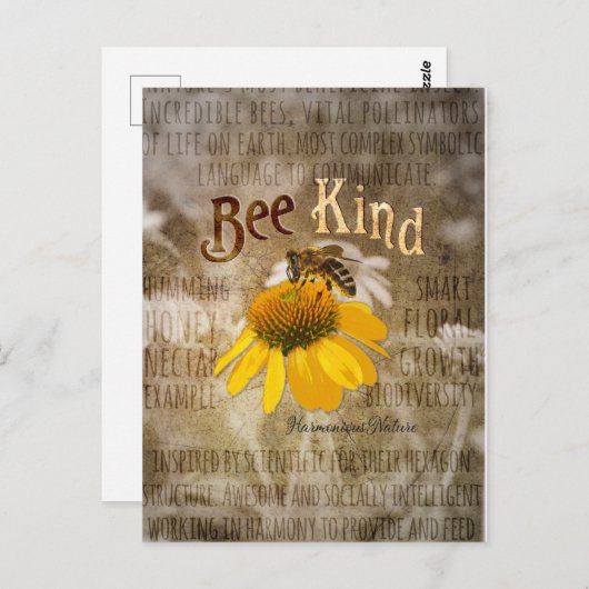 Bee Kind - Harmonic Nature Canvas Print Postkarte (Vorne/Hinten)