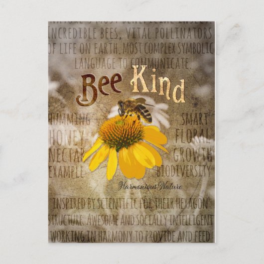 Bee Kind - Harmonic Nature Canvas Print Postkarte (Vorderseite)