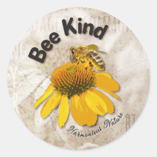 Bee Kind - Harmonische Natur Runder Aufkleber