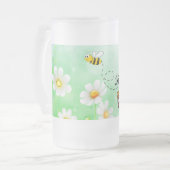 Bee Kind Honey Blumeninsekt Cartoon Mattglas Bierglas (Vorderseite Links)