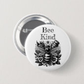 Bee Kind | Honigbienen, Honig und Blume Zitat Button (Vorne & Hinten)