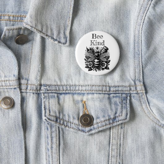 Bee Kind | Honigbienen, Honig und Blume Zitat Button (Beispiel)