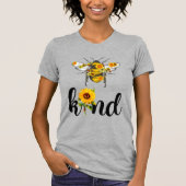 Bee Kind inspirierende Sonnenblumen Letterdesign T-Shirt (Vorderseite)