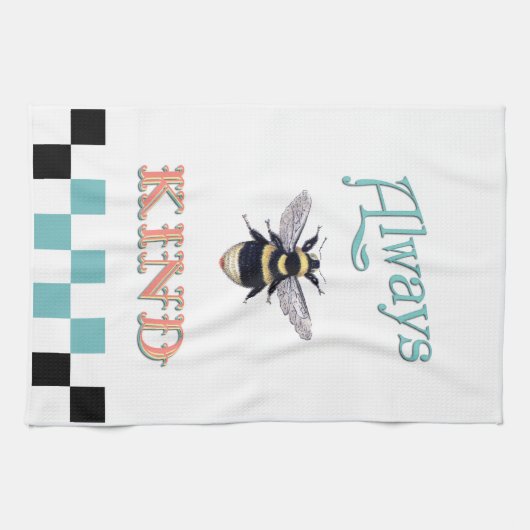 Bee Kind Koralle und Aquamarines Teetuch Geschirrtuch (Horizontal)