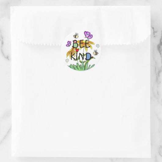 Bee Kind Nature Runder Aufkleber (Tasche)
