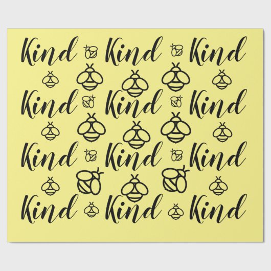 Bee Kind, personalisieren Sie die Hintergrundfarbe Geschenkpapier (Flach)