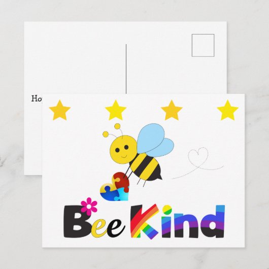 Bee Kind Postkarte (Vorne/Hinten)
