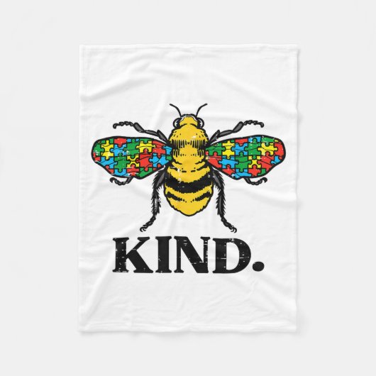 Bee Kind Puzzle Cute Autism Awareness Acceptance A Fleecedecke (Vorderseite)