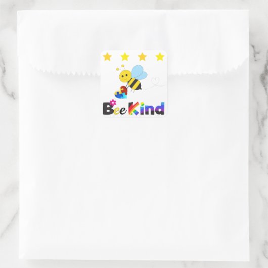 Bee Kind Quadratischer Aufkleber (Tasche)
