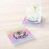 Bee Kind Rainbow Ombre Glasuntersetzer (Schrägansicht)