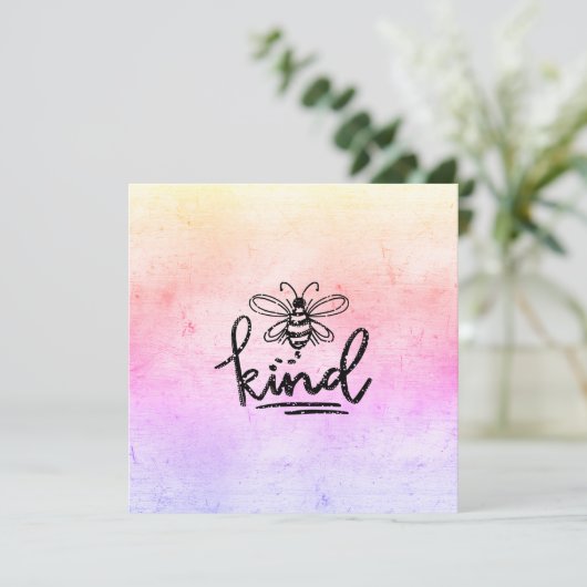Bee Kind Rainbow Ombre Karte (Stehend Vorderseite)