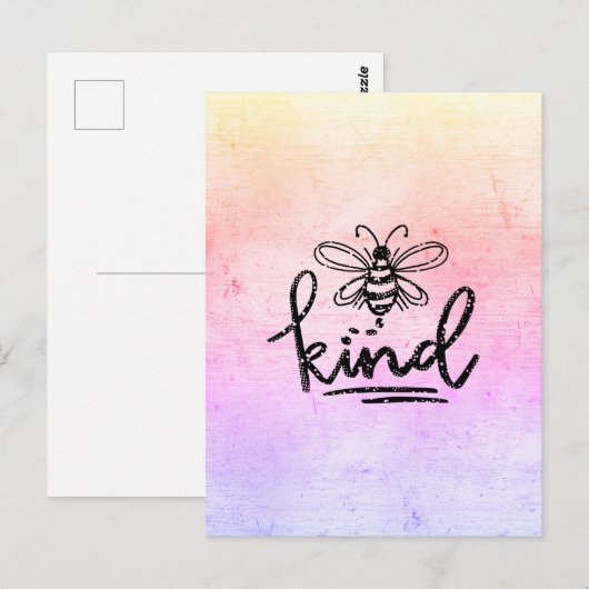 Bee Kind Rainbow Ombre Postkarte (Vorne/Hinten)