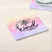 Bee Kind Rainbow Ombre Rechteckiger Pappuntersetzer (angewinkelt)