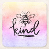Bee Kind Rainbow Ombre Rechteckiger Pappuntersetzer (Vorderseite)