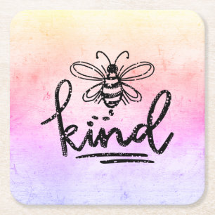 Bee Kind Rainbow Ombre Rechteckiger Pappuntersetzer