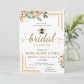 Bee Kind Red Blume Bridal Dusche Einladung (Stehend Vorderseite)