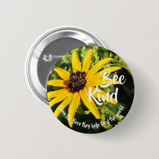 Bee Kind Rettete die Bienen Button (Vorne & Hinten)