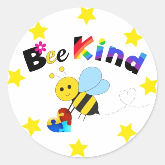 Bee Kind Runder Aufkleber (Vorderseite)