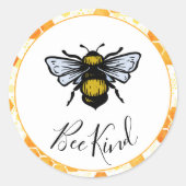 Bee Kind Runder Aufkleber (Vorderseite)