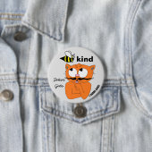 Bee Kind (sei freundlich) Cartoon Mustache Cat But Button (Beispiel)