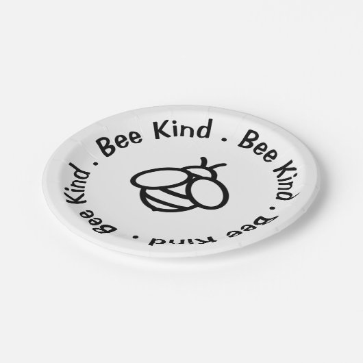 Bee Kind, sei freundliches Honigbienendesign Pappteller (Schrägansicht)