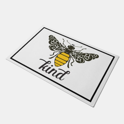Bee Kind | Sei nett | Verzierte Biene Doormat Fußmatte (Schrägansicht)