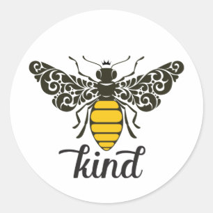 Bee Kind Seien Sie freundlich Verzierte Biene Runder Aufkleber