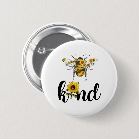Bee Kind Sonnenblume Button (Vorne & Hinten)