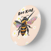 Bee Kind Sunflower Bee Runde Wanduhr (Winkel)