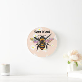 Bee Kind Sunflower Bee Runde Wanduhr