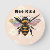 Bee Kind Sunflower Bee Runde Wanduhr (Vorderseite)