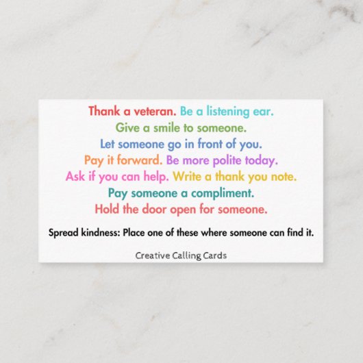 Bee Kind Telefonnummerkarte (Rückseite)