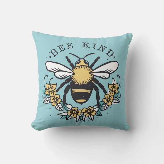 Bee Kind Throw Kissen (Vorderseite)