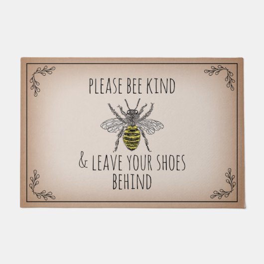 Bee Kind Verlasse Schuhe hinter Fußmatte (Vorderseite)