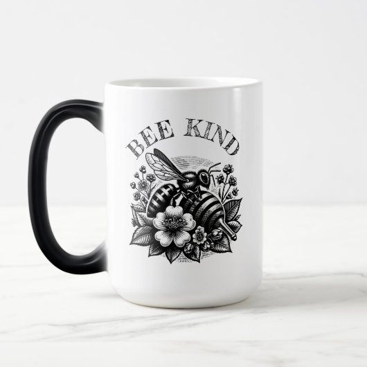 Bee Kind | "Vintager Honig und Blume Personalisier Verwandlungstasse (Links)