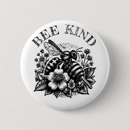Bee Kind | "Vintager Honig und Blume Zitat Button